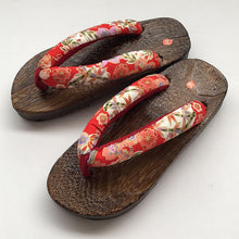 Load image into Gallery viewer, Japanese Traditional Sakura Print Clog Geta Rount Toe Wooden Shoes Outdoor Flip Flops