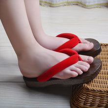 Load image into Gallery viewer, Japanese Traditional Sakura Print Clog Geta Rount Toe Wooden Shoes Outdoor Flip Flops