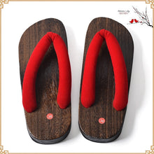 Load image into Gallery viewer, Japanese Traditional Sakura Print Clog Geta Rount Toe Wooden Shoes Outdoor Flip Flops