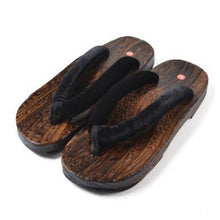 Load image into Gallery viewer, Japanese Traditional Sakura Print Clog Geta Rount Toe Wooden Shoes Outdoor Flip Flops