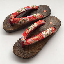 Load image into Gallery viewer, Japanese Traditional Sakura Print Clog Geta Rount Toe Wooden Shoes Outdoor Flip Flops
