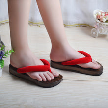 Load image into Gallery viewer, Japanese Traditional Sakura Print Clog Geta Rount Toe Wooden Shoes Outdoor Flip Flops