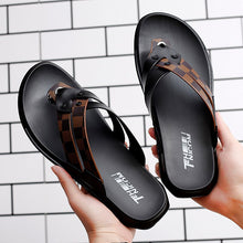 Load image into Gallery viewer, Genuine Leather Slippers Outdoor Casual Outside Light Flip Flops Pantufa Pantuflas