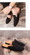 Load image into Gallery viewer, Leather Open Back Slip-On Dress Slippers on Backless Velvet Loafers
