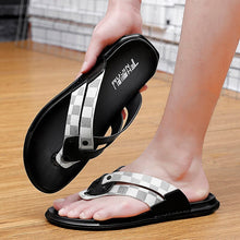 Load image into Gallery viewer, Genuine Leather Slippers Outdoor Casual Outside Light Flip Flops Pantufa Pantuflas