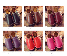 Load image into Gallery viewer, slippers Genuine Leather Winter Superstar Sewing Non Slip Slippers TPR Warm House