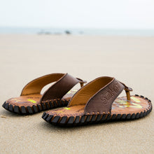 Load image into Gallery viewer, Summer Flip Flops Genuine Real Leather Soft Flats Anti-slip Beach Shoes Retro Outdoor