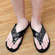 Load image into Gallery viewer, Genuine Leather Slippers Outdoor Casual Outside Light Flip Flops Pantufa Pantuflas
