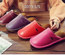 Load image into Gallery viewer, slippers Genuine Leather Winter Superstar Sewing Non Slip Slippers TPR Warm House