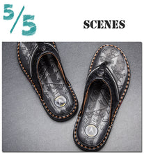 Load image into Gallery viewer, Genuine Leather Luxury Slippers Beach Casual Sandals Summer for Men Fashion Shoes High Quality