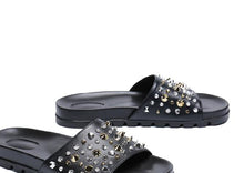 Load image into Gallery viewer, Slippers Flat rivet Beach Outside Narrow Band Sewing Shoes Leisure cow leather