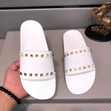 Load image into Gallery viewer, Leather Rivets Sandals Bathroom Non-slip Flat Sandals Beach Shoes Soft Bottom