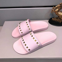 Load image into Gallery viewer, Leather Rivets Sandals Bathroom Non-slip Flat Sandals Beach Shoes Soft Bottom