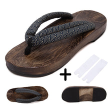Load image into Gallery viewer, Wooden Outdoor Slippers Beach Wear Flip Flops Japanese Traditional Clogs Geta Kimono Samurai Cosplay Paulownia Shoes Flats