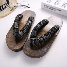 Load image into Gallery viewer, Wooden Outdoor Slippers Beach Wear Flip Flops Japanese Traditional Clogs Geta Kimono Samurai Cosplay Paulownia Shoes Flats