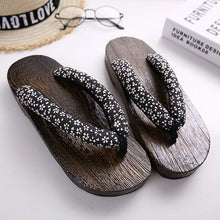 Load image into Gallery viewer, Wooden Outdoor Slippers Beach Wear Flip Flops Japanese Traditional Clogs Geta Kimono Samurai Cosplay Paulownia Shoes Flats