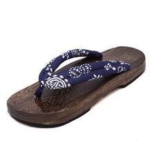 Load image into Gallery viewer, Wooden Outdoor Slippers Beach Wear Flip Flops Japanese Traditional Clogs Geta Kimono Samurai Cosplay Paulownia Shoes Flats