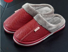 Load image into Gallery viewer, Slippers Indoor Leather Winter Waterproof Warm Home Shoes Large Size Slippers