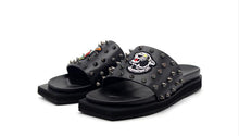 Load image into Gallery viewer, Flat Rivet punk Fashion Outside non-slip Sewing cow leather Thick soles slippers