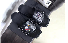 Load image into Gallery viewer, Flat Rivet punk Fashion Outside non-slip Sewing cow leather Thick soles slippers