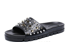 Load image into Gallery viewer, Slippers Flat rivet Beach Outside Narrow Band Sewing Shoes Leisure cow leather