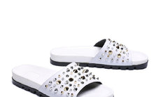 Load image into Gallery viewer, Slippers Flat rivet Beach Outside Narrow Band Sewing Shoes Leisure cow leather