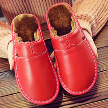 Load image into Gallery viewer, slippers Genuine Leather Winter Superstar Sewing Non Slip Slippers TPR Warm House