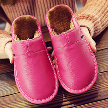 Load image into Gallery viewer, slippers Genuine Leather Winter Superstar Sewing Non Slip Slippers TPR Warm House