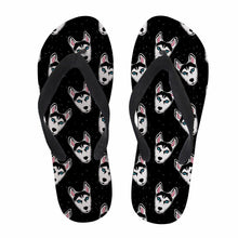 Load image into Gallery viewer, Animal Husky Pattern Flip Flops Casual House Summer Vacation Flats Beach Sandals