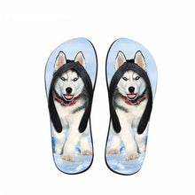 Load image into Gallery viewer, Animal Husky Pattern Flip Flops Casual House Summer Vacation Flats Beach Sandals