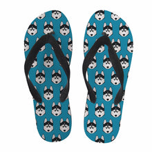 Load image into Gallery viewer, Animal Husky Pattern Flip Flops Casual House Summer Vacation Flats Beach Sandals