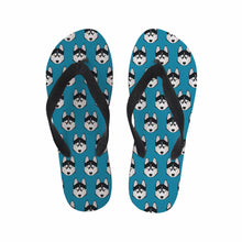 Load image into Gallery viewer, Animal Husky Pattern Flip Flops Casual House Summer Vacation Flats Beach Sandals