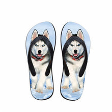 Load image into Gallery viewer, Animal Husky Pattern Flip Flops Casual House Summer Vacation Flats Beach Sandals