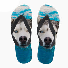 Load image into Gallery viewer, Animal Husky Pattern Flip Flops Casual House Summer Vacation Flats Beach Sandals