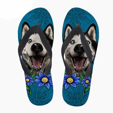 Load image into Gallery viewer, Animal Husky Pattern Flip Flops Casual House Summer Vacation Flats Beach Sandals