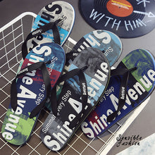 Load image into Gallery viewer, plus size Flip Flops Outside Rubber Slippers Summer Letter doodle Beach Sandals Shoes