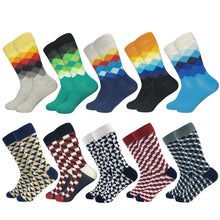 Load image into Gallery viewer, Socks fashion design Plaid Colorful Business Party Dress Cotton Socks
