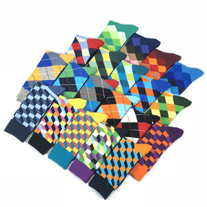 Socks fashion design Plaid Colorful Business Party Dress Cotton Socks
