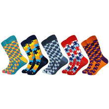 Load image into Gallery viewer, Socks fashion design Plaid Colorful Business Party Dress Cotton Socks
