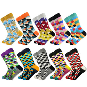 Socks fashion design Plaid Colorful Business Party Dress Cotton Socks