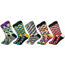 Load image into Gallery viewer, Socks fashion design Plaid Colorful Business Party Dress Cotton Socks
