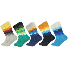 Load image into Gallery viewer, Socks fashion design Plaid Colorful Business Party Dress Cotton Socks
