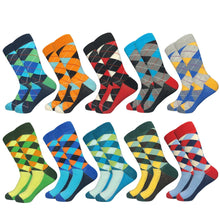 Load image into Gallery viewer, Socks fashion design Plaid Colorful Business Party Dress Cotton Socks
