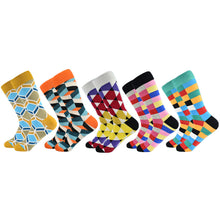 Load image into Gallery viewer, Socks fashion design Plaid Colorful Business Party Dress Cotton Socks
