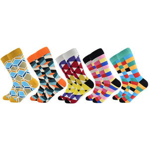 Socks fashion design Plaid Colorful Business Party Dress Cotton Socks