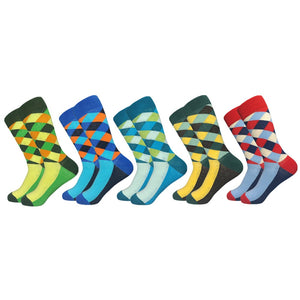 Socks fashion design Plaid Colorful Business Party Dress Cotton Socks