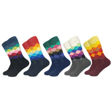 Load image into Gallery viewer, Socks fashion design Plaid Colorful Business Party Dress Cotton Socks
