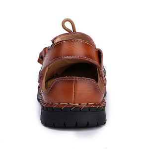 Slides Ankle Strap Holes Slip-ons Lightweight Sandals Split Leather Casual flat