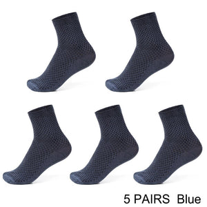 5 Pairs / lot Bamboo Fiber Men's Socks Casual Solid Color Cotton Socks Business Antibacterial