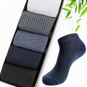 5 Pairs / lot Bamboo Fiber Men's Socks Casual Solid Color Cotton Socks Business Antibacterial